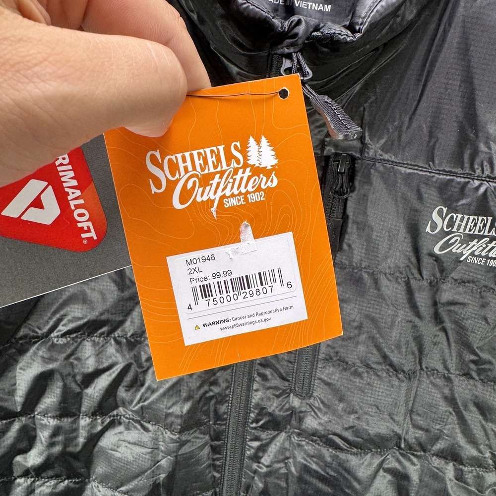 Scheels Spotter Vest Mens 2XL Black Primaloft Ripstop Puffer Full Zip NWT $99 - Picture 4 of 12
